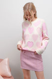 Pink & Ivory Pearl Heart Outline Sweater