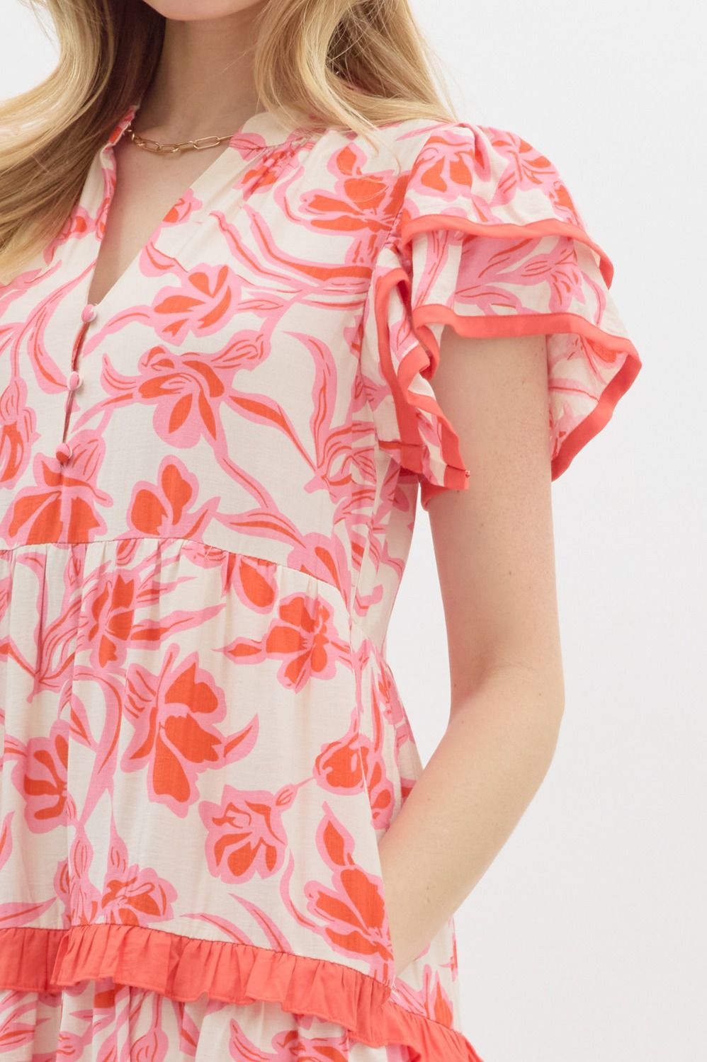Pink & Orange Ruffle Midi Dress Fashion Cupcake Pink & Orange Ruffle Midi Dress Fashion Cupcake