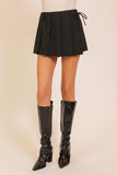 Black Pleated Tie Skort