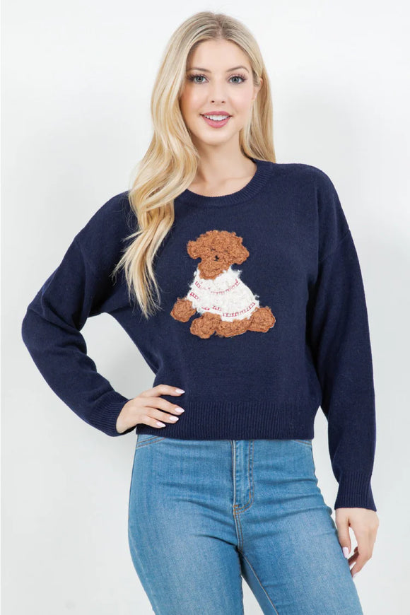 Navy Poodle Sweater