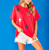 One Size - Red Star Sparkle Top