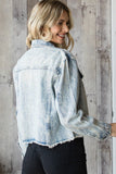 Light Wash Denim Rhinestone Pinstripe Jacket