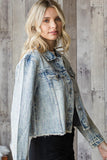 Light Wash Denim Rhinestone Pinstripe Jacket