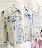 Light Wash Denim Rhinestone Pinstripe Jacket