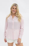 Pink & White Striped Collared Shirt