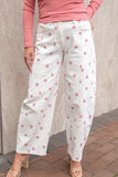 Pink & White Polka Dot Barrel Jeans