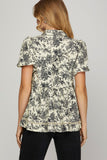 Black & Ivory Pattern Trim Short Sleeve