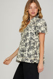 Black & Ivory Pattern Trim Short Sleeve