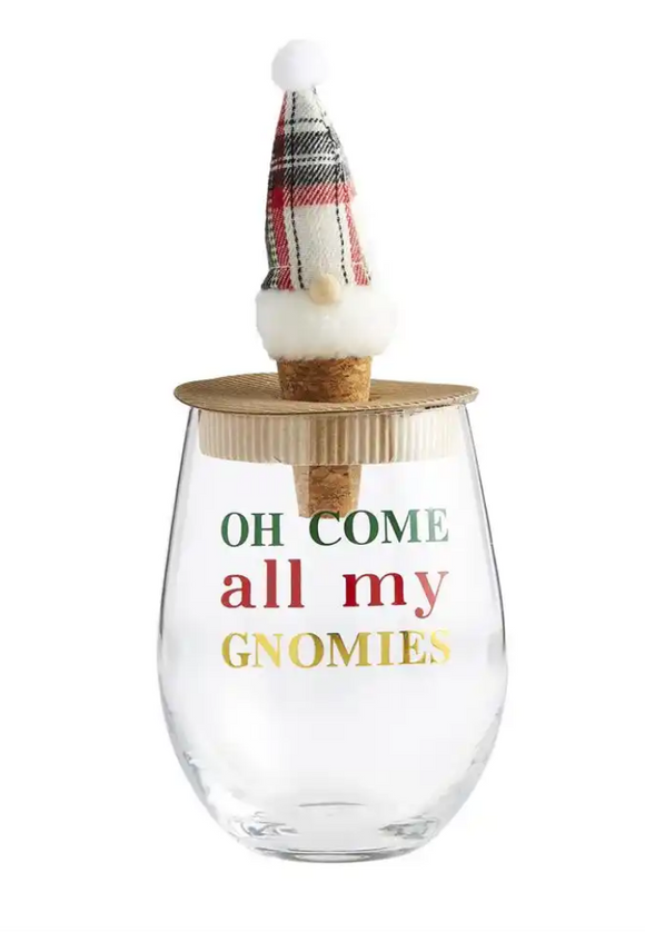 Oh Come Gnome Wine Glass Set