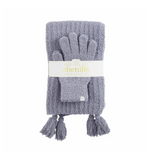 Chenille Glove and Scarf Set-Light Grey