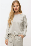 Soft Grey Boatneck Sweatshirt Top