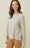 Ribbed Side High Neck Sweater