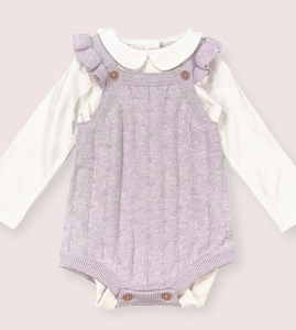 Sleeveless Lilac Knit Baby Romper