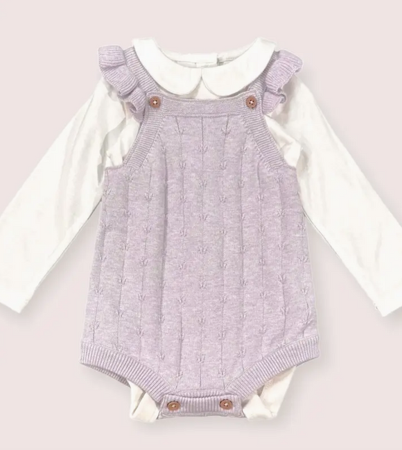 Sleeveless Lilac Knit Baby Romper