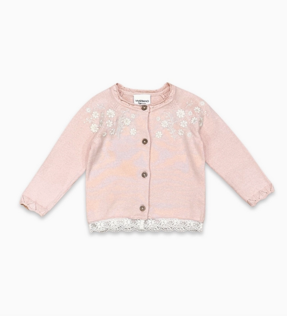 Pink Floral Knit Baby Cardigan