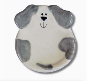 White & Gray Spots - Ceramic Dog Dish