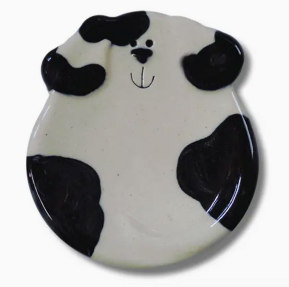 White & Black Spots - Ceramic Dog Dish