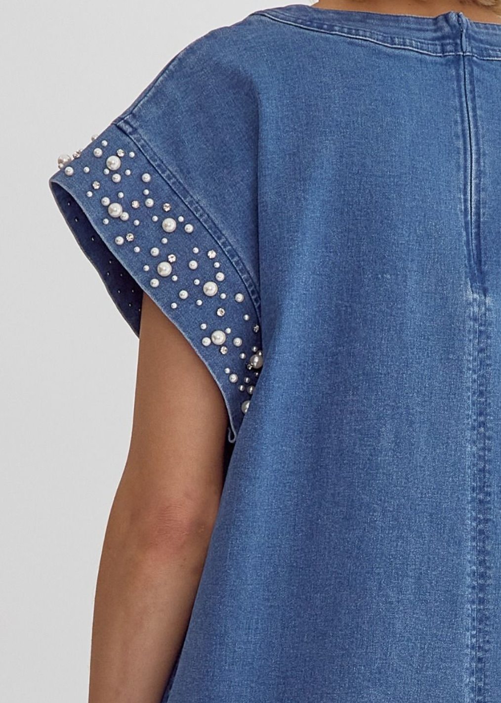 【美品】herlipto Eze Puff-Sleeve Denim Dress タグ付き】Eze Puff-Sleeve Denim Dress ワンピ－ス パフスリ