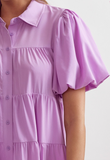 Purple Collared Tiered Dress