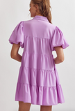 Purple Collared Tiered Dress