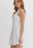 White Zipper Sleeveless Dress