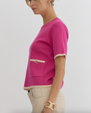 Pink & Tan Double Pocket Top