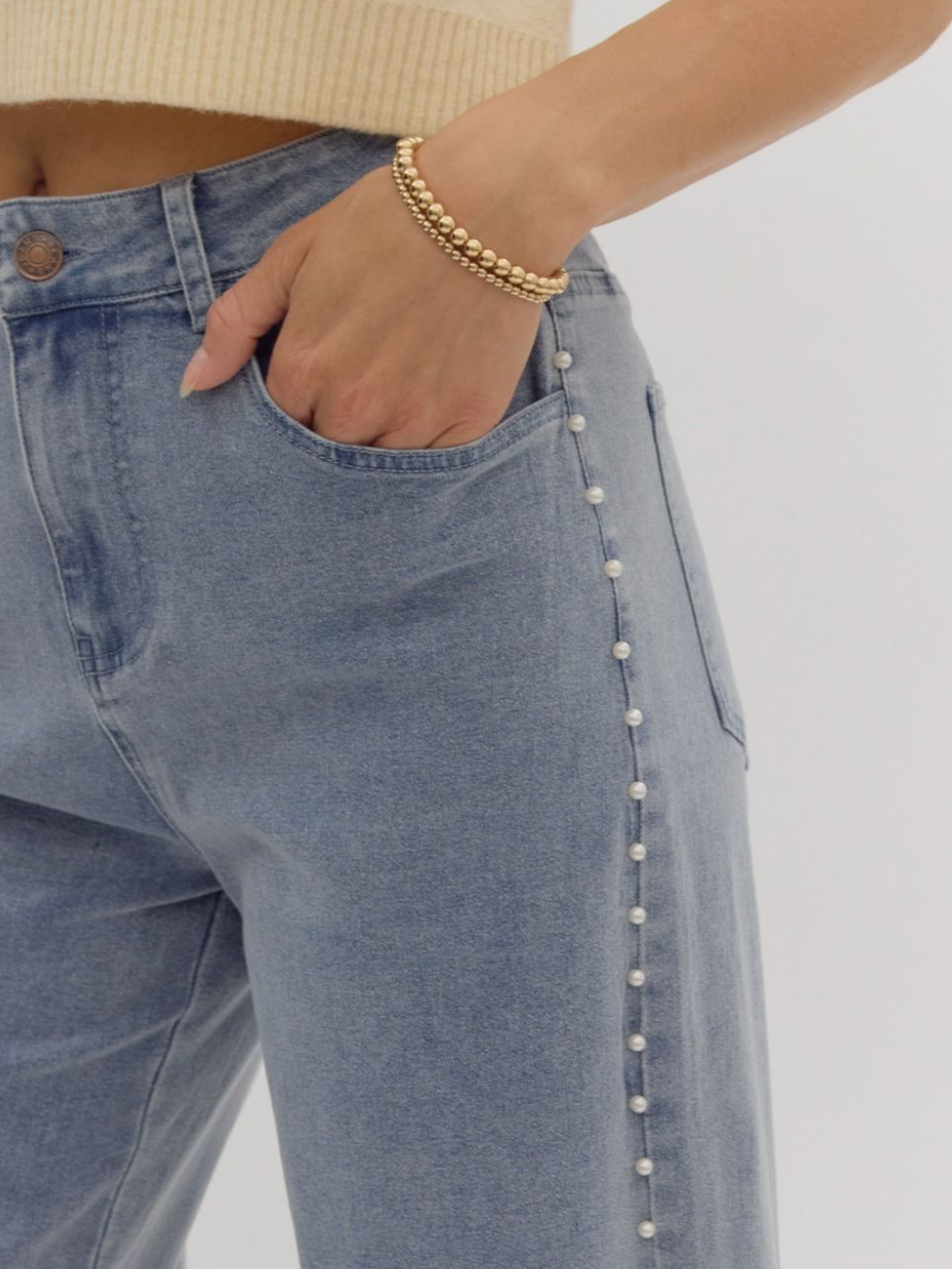 Pearl Side Stud Jeans – Fashion Cupcake