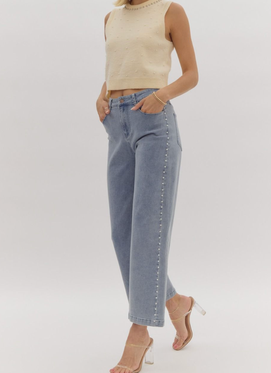 Pearl Side Stud Jeans – Fashion Cupcake Pearl Side Stud Jeans – Fashion Cupcake