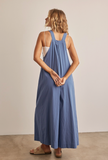 Blue Wide Leg Overall Jumpsuit