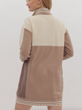 Mocha Colorblock Quater Zip Dress