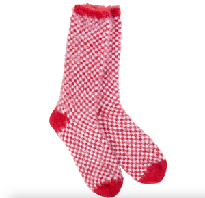 Feather Red Check Crew Socks