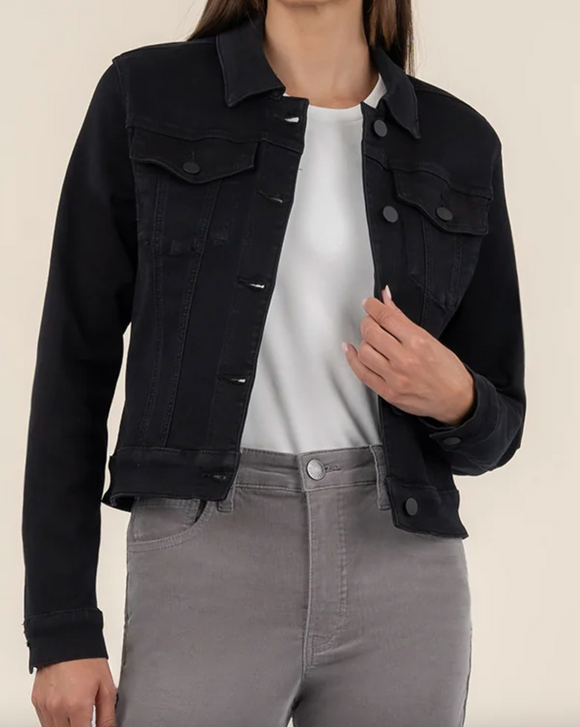 Black Julia Crop Jacket w/Drop Shoulder