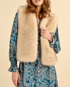 Faux Long Hair Vest