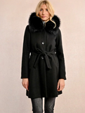 Black Hooded Faux Fur Coat