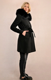 Black Hooded Faux Fur Coat