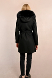 Black Hooded Faux Fur Coat