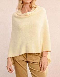 One Size - Cream Fringe Fuzzy Poncho