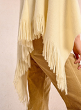 One Size - Cream Fringe Fuzzy Poncho Top