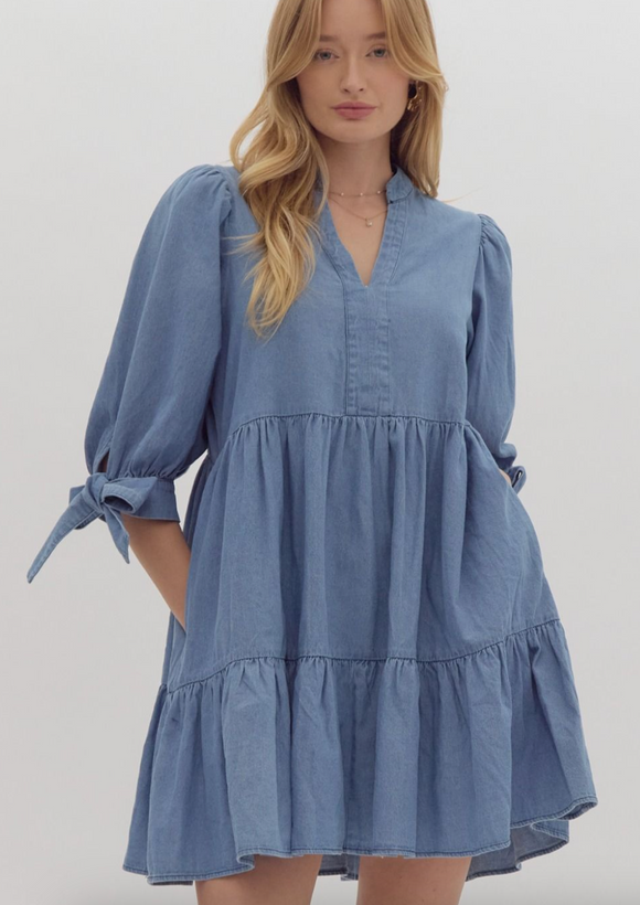 Ruffle Tiered Smock Dress Blue Denim Tiered Smock Dress Mileenia Ruffle Tiered Smock Dress Blue Denim Tiered Smock Dress Mileenia