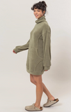 Olive Green Turtleneck Sweater Dress