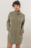 Olive Green Turtleneck Sweater Dress