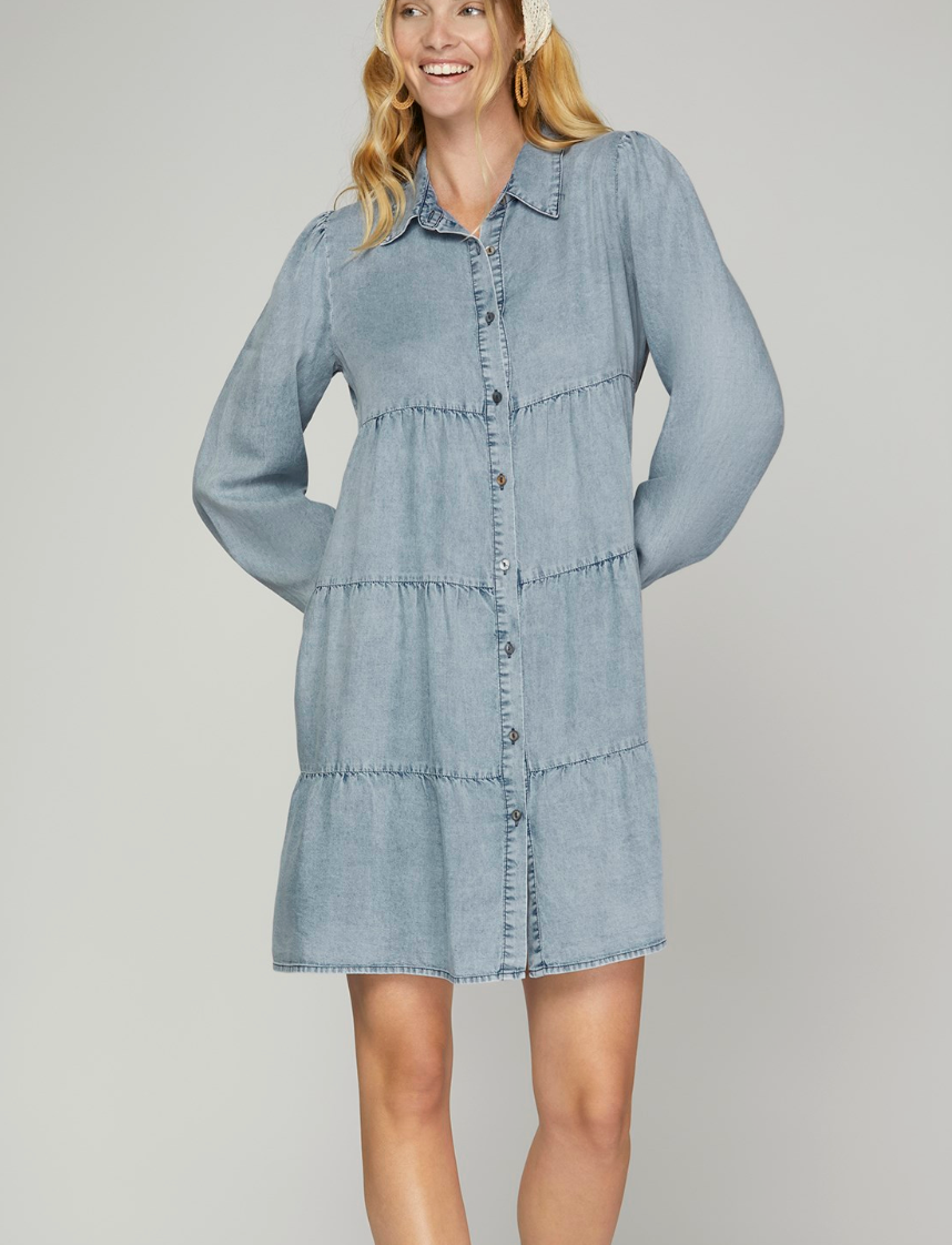Tencel Long Sleeve Collared Dress Fashion Cupcake Tencel Long Sleeve Collared Dress Fashion Cupcake