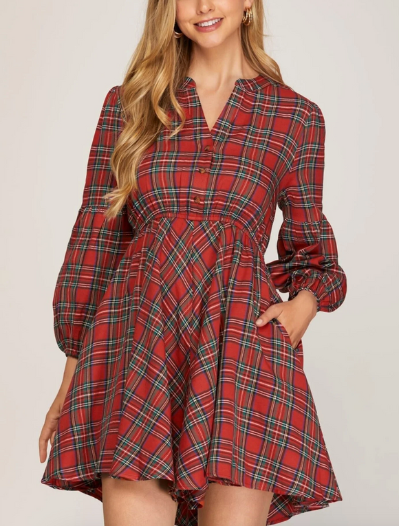 Red Tartan Plaid Dress