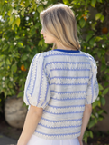 Blue & Ivory Contrast Detail Top