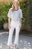 Blue & Ivory Contrast Detail Top