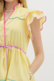 Lemon Multi Color Accent Ruffle Dress