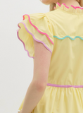 Lemon Multi Color Accent Ruffle Dress
