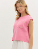 Pink Knit Top with Accent Pocket