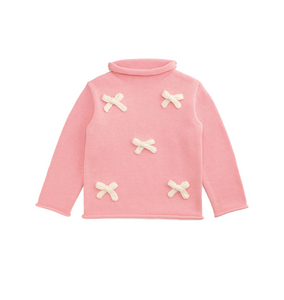 Infant Pink Bow Roll Neck Sweater