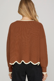 Cinnamon & Cream Scalloped Edge Sweater